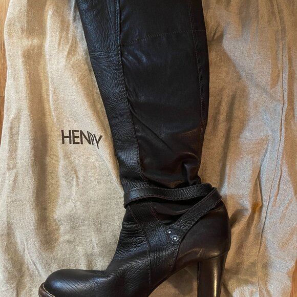 Henry Beguelin Italian Leather Tall Boots | Handcrafted | Brown High Heel Sz 40 - Picture 3 of 12